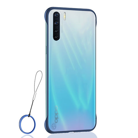 Carcasa Dura Cristal Plastico Funda Rigida Transparente H02 para Oppo A91 Azul