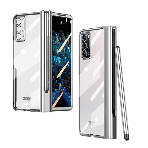 Carcasa Dura Cristal Plastico Funda Rigida Transparente H02 para Oppo Find N 5G Plata