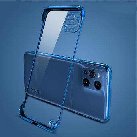 Carcasa Dura Cristal Plastico Funda Rigida Transparente H02 para Oppo Find X3 5G Azul