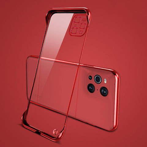 Carcasa Dura Cristal Plastico Funda Rigida Transparente H02 para Oppo Find X3 5G Rojo