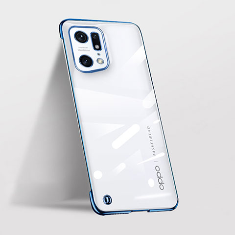 Carcasa Dura Cristal Plastico Funda Rigida Transparente H02 para Oppo Find X5 Pro 5G Azul