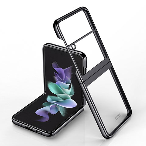 Carcasa Dura Cristal Plastico Funda Rigida Transparente H02 para Samsung Galaxy Z Flip4 5G Negro