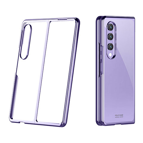 Carcasa Dura Cristal Plastico Funda Rigida Transparente H02 para Samsung Galaxy Z Fold4 5G Morado