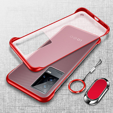 Carcasa Dura Cristal Plastico Funda Rigida Transparente H02 para Vivo iQOO 8 5G Rojo