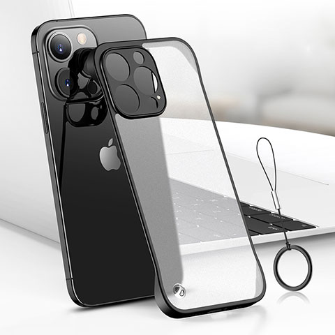 Carcasa Dura Cristal Plastico Funda Rigida Transparente H03 para Apple iPhone 15 Pro Max Negro