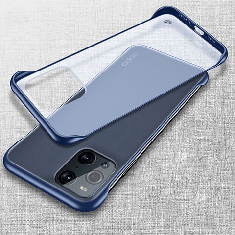 Carcasa Dura Cristal Plastico Funda Rigida Transparente H03 para Oppo Find X3 5G Azul