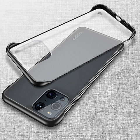 Carcasa Dura Cristal Plastico Funda Rigida Transparente H03 para Oppo Find X3 Pro 5G Negro