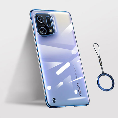 Carcasa Dura Cristal Plastico Funda Rigida Transparente H03 para Oppo Find X5 5G Azul