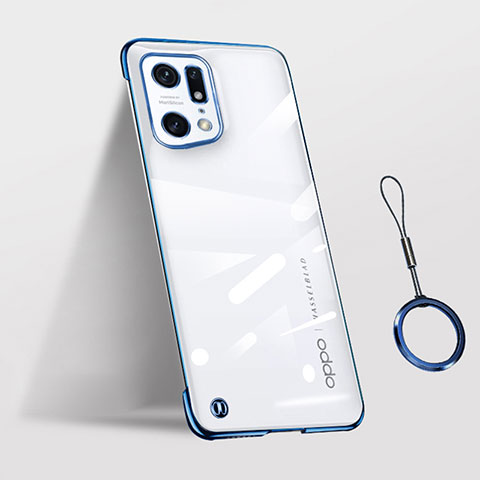 Carcasa Dura Cristal Plastico Funda Rigida Transparente H03 para Oppo Find X5 Pro 5G Azul