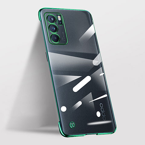 Carcasa Dura Cristal Plastico Funda Rigida Transparente H03 para Oppo Reno6 5G Verde