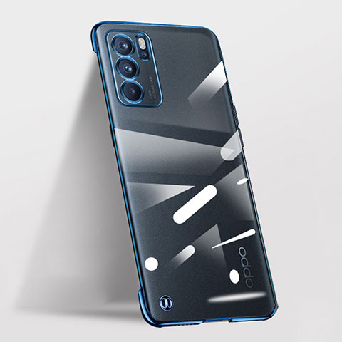 Carcasa Dura Cristal Plastico Funda Rigida Transparente H03 para Oppo Reno6 Pro 5G India Azul