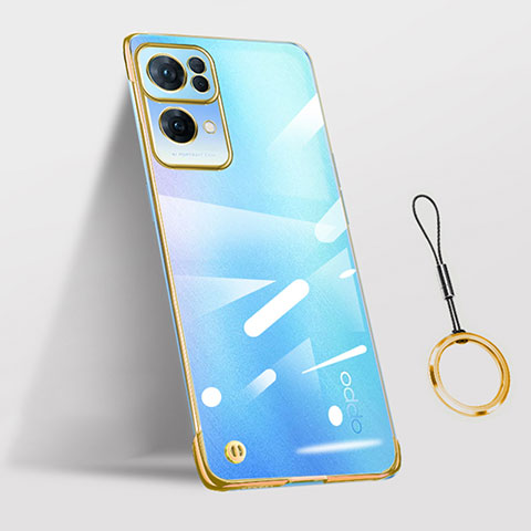 Carcasa Dura Cristal Plastico Funda Rigida Transparente H03 para Oppo Reno7 Pro 5G Oro