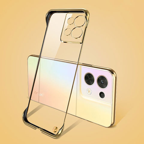 Carcasa Dura Cristal Plastico Funda Rigida Transparente H03 para Oppo Reno8 Pro 5G Oro