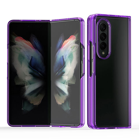 Carcasa Dura Cristal Plastico Funda Rigida Transparente H03 para Samsung Galaxy Z Fold3 5G Morado