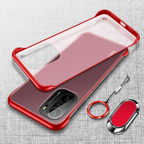 Carcasa Dura Cristal Plastico Funda Rigida Transparente H03 para Xiaomi Redmi K40 5G Rojo