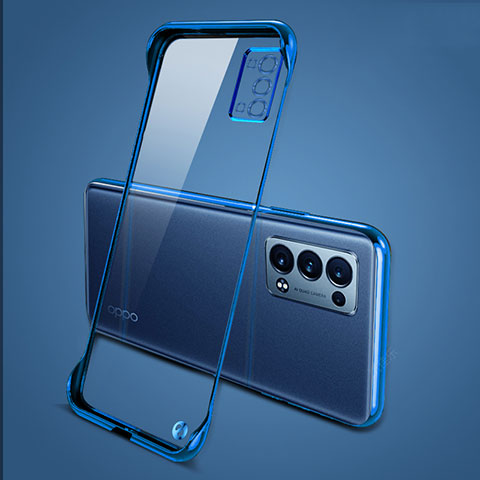 Carcasa Dura Cristal Plastico Funda Rigida Transparente H04 para Oppo Reno6 Pro+ Plus 5G Azul