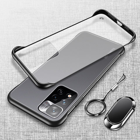 Carcasa Dura Cristal Plastico Funda Rigida Transparente H04 para Xiaomi Redmi Note 11 Pro+ Plus 5G Negro