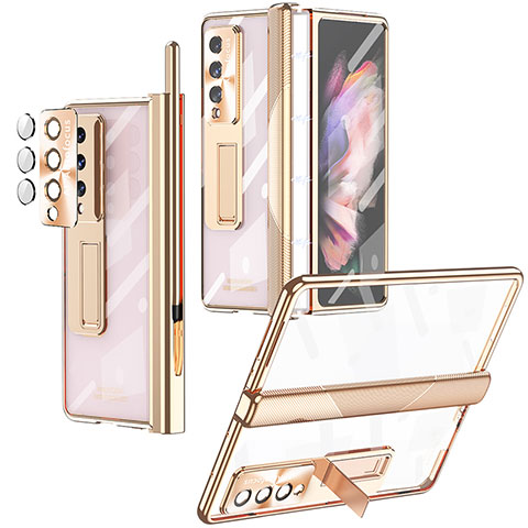 Carcasa Dura Cristal Plastico Funda Rigida Transparente H05 para Samsung Galaxy Z Fold3 5G Oro