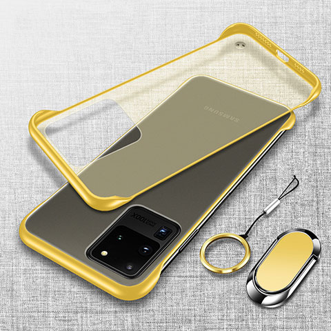 Carcasa Dura Cristal Plastico Funda Rigida Transparente JS1 para Samsung Galaxy S20 Ultra 5G Amarillo