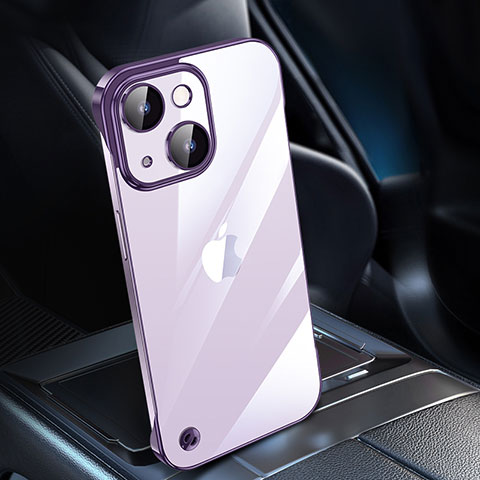 Carcasa Dura Cristal Plastico Funda Rigida Transparente QC1 para Apple iPhone 15 Morado