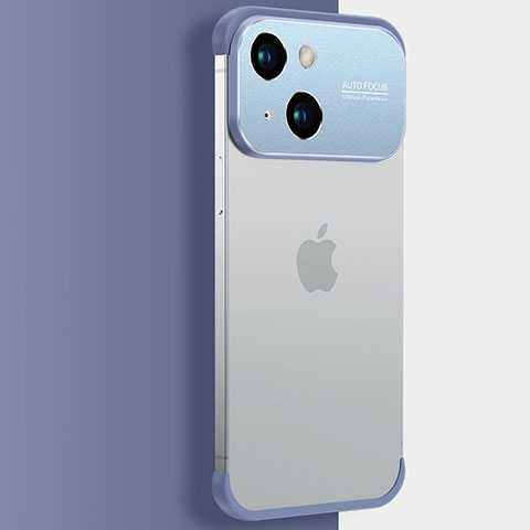 Carcasa Dura Cristal Plastico Funda Rigida Transparente QC3 para Apple iPhone 15 Azul