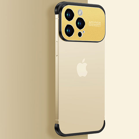 Carcasa Dura Cristal Plastico Funda Rigida Transparente QC3 para Apple iPhone 15 Pro Max Oro