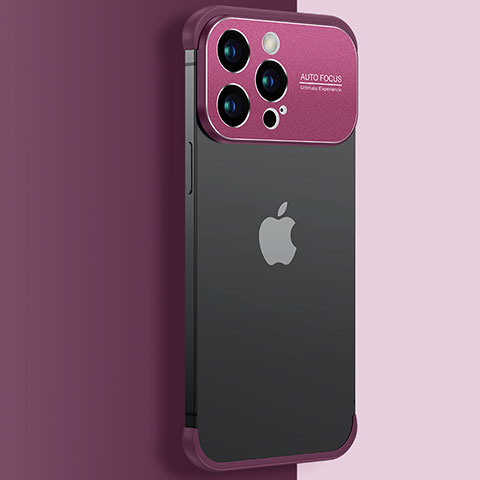 Carcasa Dura Cristal Plastico Funda Rigida Transparente QC3 para Apple iPhone 15 Pro Max Rojo