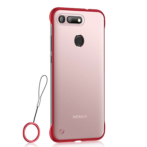 Carcasa Dura Cristal Plastico Funda Rigida Transparente S01 para Huawei Honor V20 Rojo