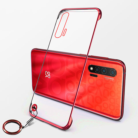 Carcasa Dura Cristal Plastico Funda Rigida Transparente S01 para Huawei Nova 6 Rojo