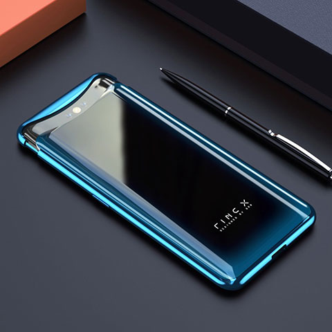 Carcasa Dura Cristal Plastico Funda Rigida Transparente S01 para Oppo Find X Azul