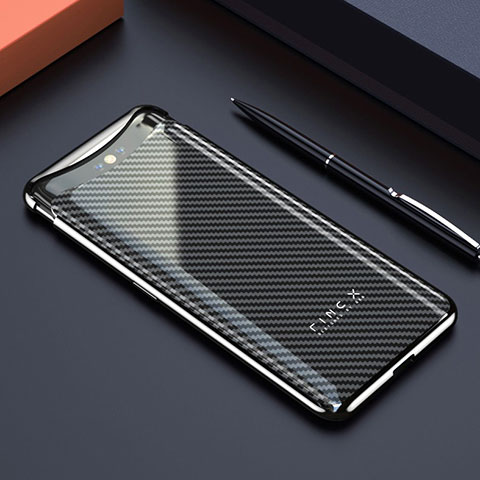 Carcasa Dura Cristal Plastico Funda Rigida Transparente S01 para Oppo Find X Negro