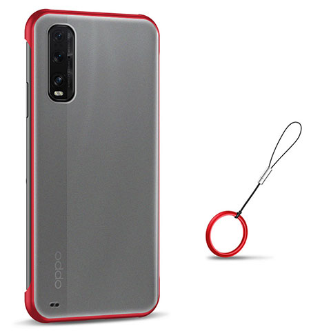 Carcasa Dura Cristal Plastico Funda Rigida Transparente S01 para Oppo Find X2 Rojo