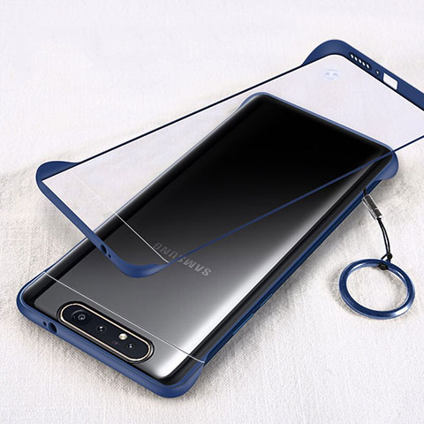 Carcasa Dura Cristal Plastico Funda Rigida Transparente S01 para Samsung Galaxy A90 4G Azul