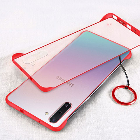 Carcasa Dura Cristal Plastico Funda Rigida Transparente S01 para Samsung Galaxy Note 10 Rojo