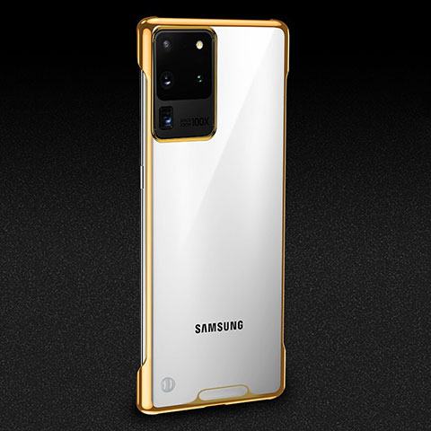 Carcasa Dura Cristal Plastico Funda Rigida Transparente S01 para Samsung Galaxy S20 Ultra 5G Oro