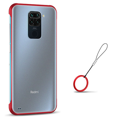 Carcasa Dura Cristal Plastico Funda Rigida Transparente S01 para Xiaomi Redmi Note 9 Rojo