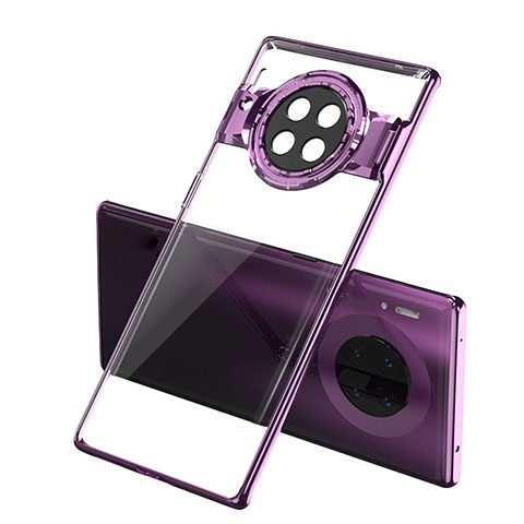 Carcasa Dura Cristal Plastico Funda Rigida Transparente S02 para Huawei Mate 30 5G Morado