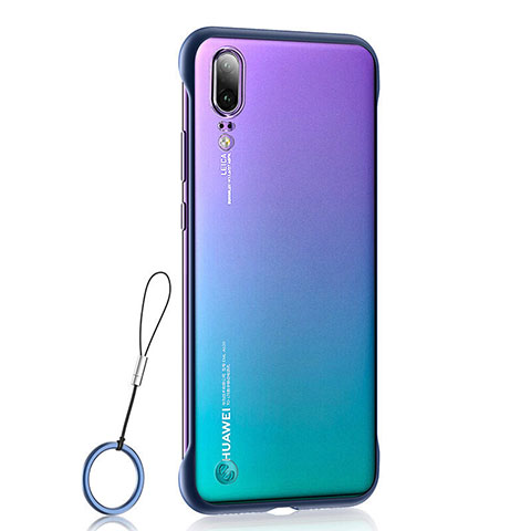 Carcasa Dura Cristal Plastico Funda Rigida Transparente S02 para Huawei P20 Azul