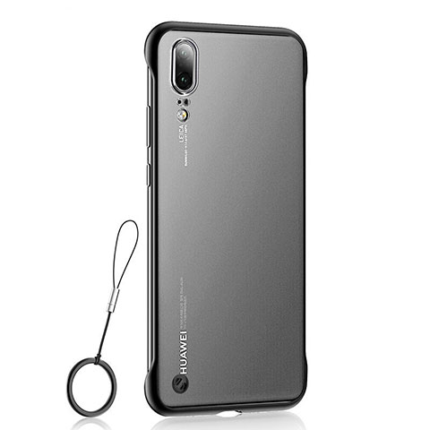 Carcasa Dura Cristal Plastico Funda Rigida Transparente S02 para Huawei P20 Negro