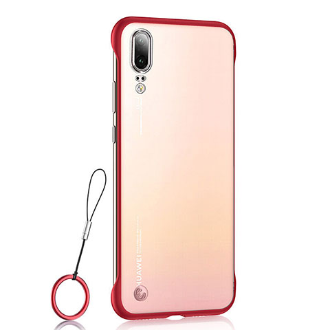 Carcasa Dura Cristal Plastico Funda Rigida Transparente S02 para Huawei P20 Rojo