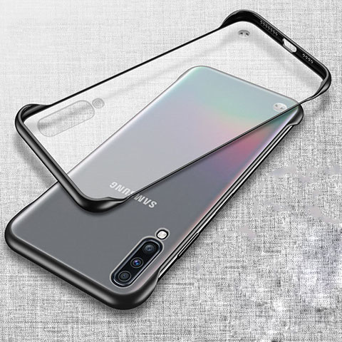 Carcasa Dura Cristal Plastico Funda Rigida Transparente S02 para Samsung Galaxy A70 Negro