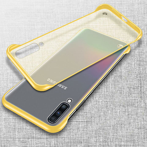 Carcasa Dura Cristal Plastico Funda Rigida Transparente S02 para Samsung Galaxy A70S Amarillo