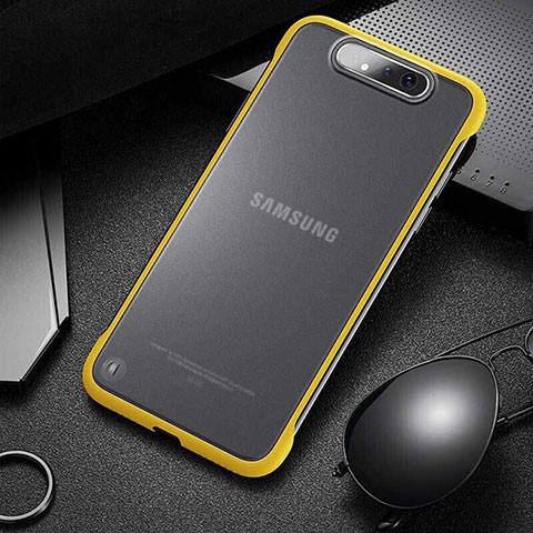 Carcasa Dura Cristal Plastico Funda Rigida Transparente S02 para Samsung Galaxy A90 4G Amarillo