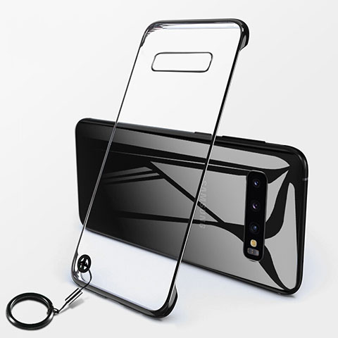 Carcasa Dura Cristal Plastico Funda Rigida Transparente S02 para Samsung Galaxy S10 Plus Negro