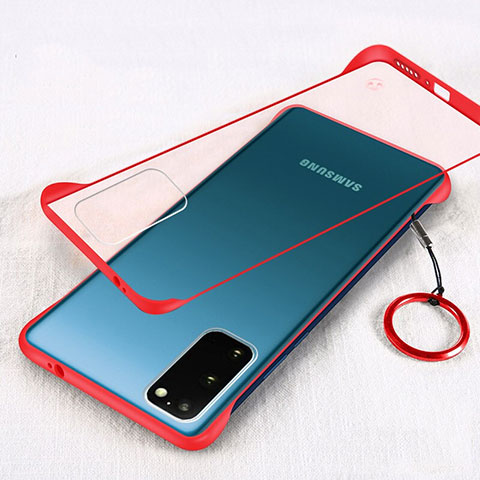 Carcasa Dura Cristal Plastico Funda Rigida Transparente S02 para Samsung Galaxy S20 Rojo