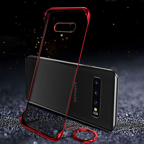 Carcasa Dura Cristal Plastico Funda Rigida Transparente S03 para Samsung Galaxy S10 Plus Rojo