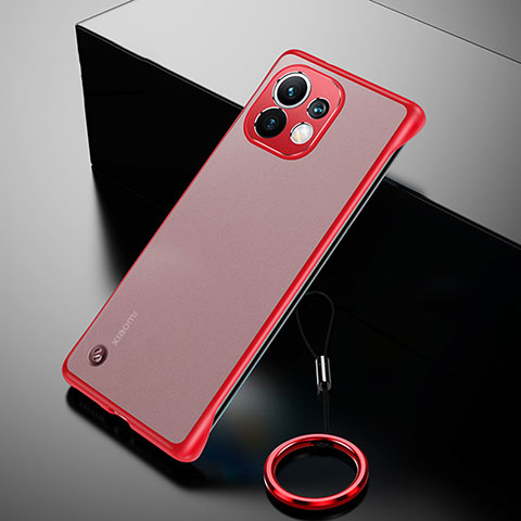 Carcasa Dura Cristal Plastico Funda Rigida Transparente S03 para Xiaomi Mi 11 5G Rojo