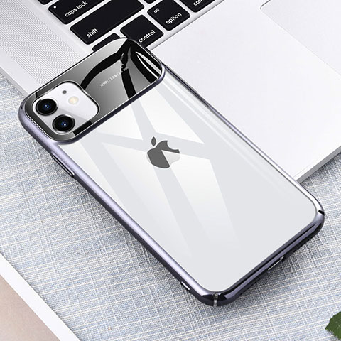 Carcasa Dura Cristal Plastico Funda Rigida Transparente S04 para Apple iPhone 11 Gris