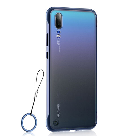 Carcasa Dura Cristal Plastico Funda Rigida Transparente S04 para Huawei P20 Azul