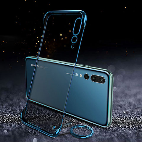 Carcasa Dura Cristal Plastico Funda Rigida Transparente S04 para Huawei P20 Pro Azul